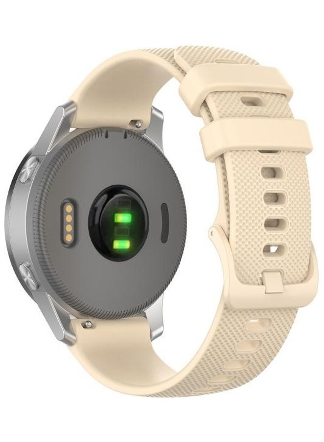 NIBEMINENT Plaid Silicone Replacement Band For Garmin Active Beige - Image 1