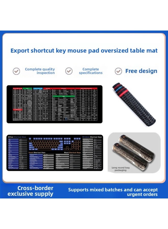 Shortcut Key Mouse Pad Japanese Korean English Thai Oversized Thickeneded Edge Desk Pad Special Supply-Color:300*600*3-Pattern:Traditional Shortcut Keys  - Image 2