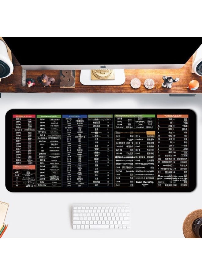 Shortcut Key Mouse Pad Japanese Korean English Thai Oversized Thickeneded Edge Desk Pad Special Supply-Color:300*600*3-Pattern:Traditional Shortcut Keys  - Image 1