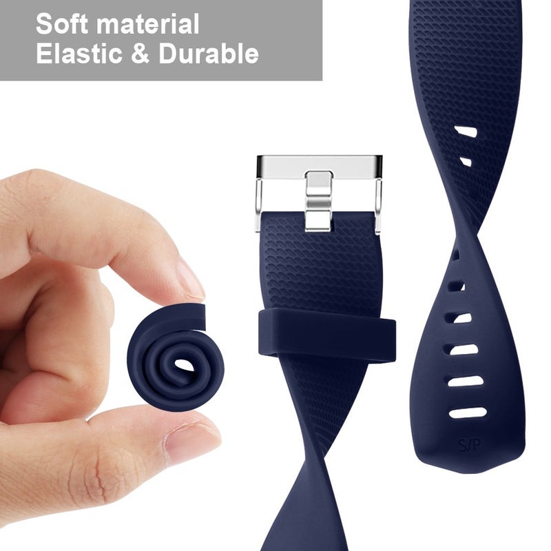 Tobfit 4 Pack Sport Bands Compatible with Fitbit Charge 2, Replacement Wristbands for Women Men, Small/Large (Small, Black/Rose Gold/Wine Red/Blue) - Image 5