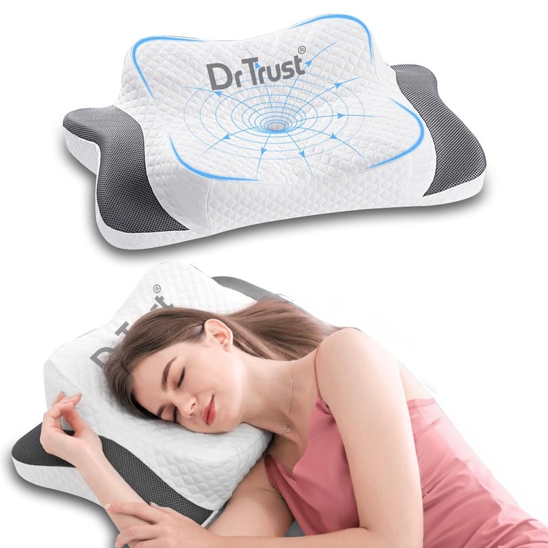 Dr Trust USA 361 Butterfly Memory Foam Cervical Pillow for Neck Pain Relief, Orthopaedic Head & Shoulder Support Effective for Sleep Disorders, Insomnia, Sleep Apnea, Anti-Snoring Pillow - Image 1