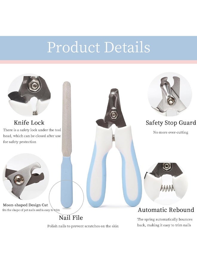 Small Dogs Nail Clippers, Multi-Pet Safety Rabbits Cats Professional Grooming Tool with Nail File (Blue) - Image 5