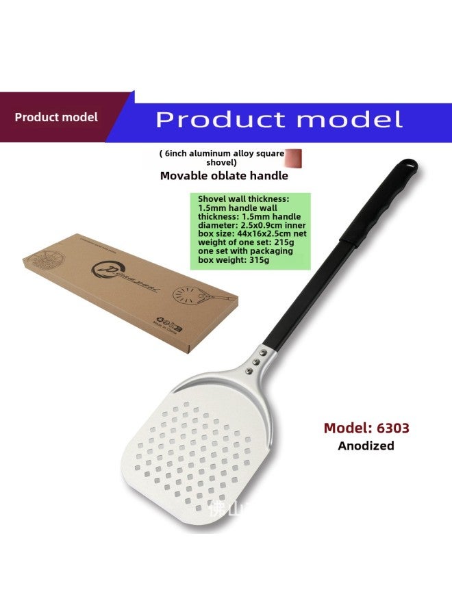 6-inch Round European Bread Shovel Aluminum Alloy Baking Flip Shovel Pizza Extended Handle Punching Pastry-Specifications:6inch Square Shovel 6303 Anode
