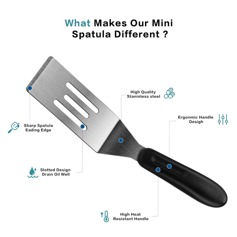 RCMo Small Spatula Professional Mini Serving Spatula, 2 Pieces Stainless Steel Metal Spatulas Set, Cutter and Serve Turner for Kitchen, Flipping or Cooking for Brownie, Cookie, Lasagna, Pancakes or Cake - Image 3
