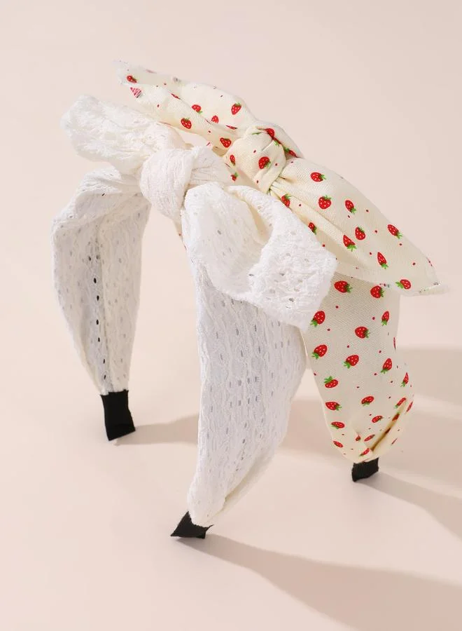 Take Two Pack of 2 - Strawberry Print Lace Headband
