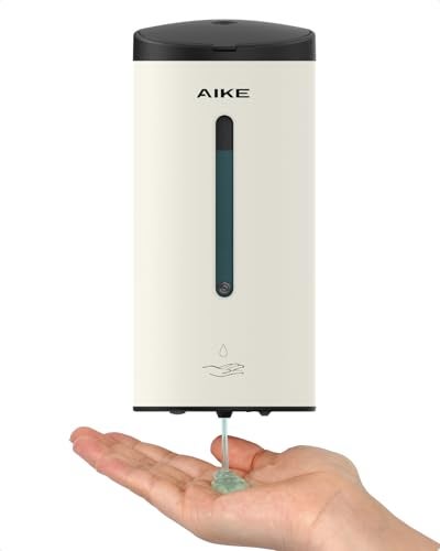 AIKE Automatic Wall Mount Liquid Soap Dispenser Commercial Stainless Steel with 25oz Large Capacity Save Time Effort and CostModel AK1205 Matte White - Image 1