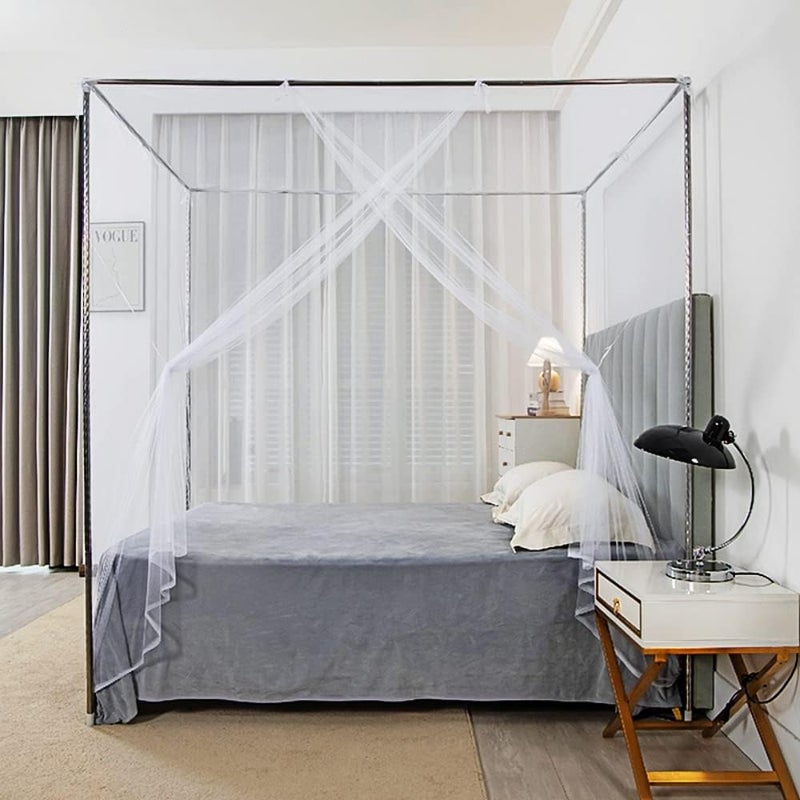 New Fly 4 Corners Mosquito Net Princess Lace Poster Bedding Canopy Netting Full Sizes Netting White Bedding Home Decor Screen Tents for Camping - Image 2