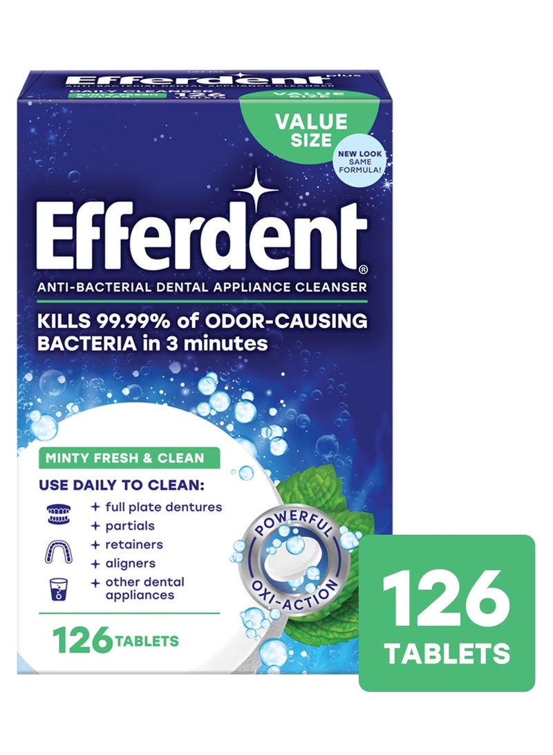 Efferdent Denture cleaning tablets for dental appliances 126 Count - Image 1