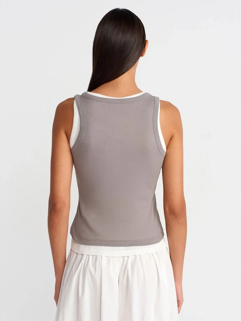 ديلفين DILVIN Ribbed Cotton Sleeveless Cami Blouse