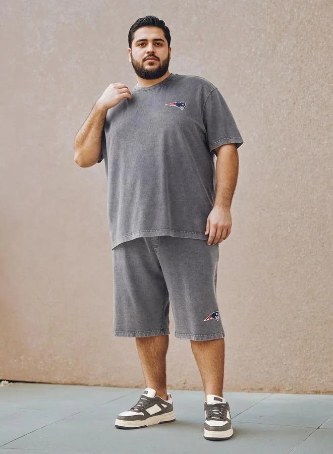 ماكسيم Plus Size The New England Patriots Print T-shirt