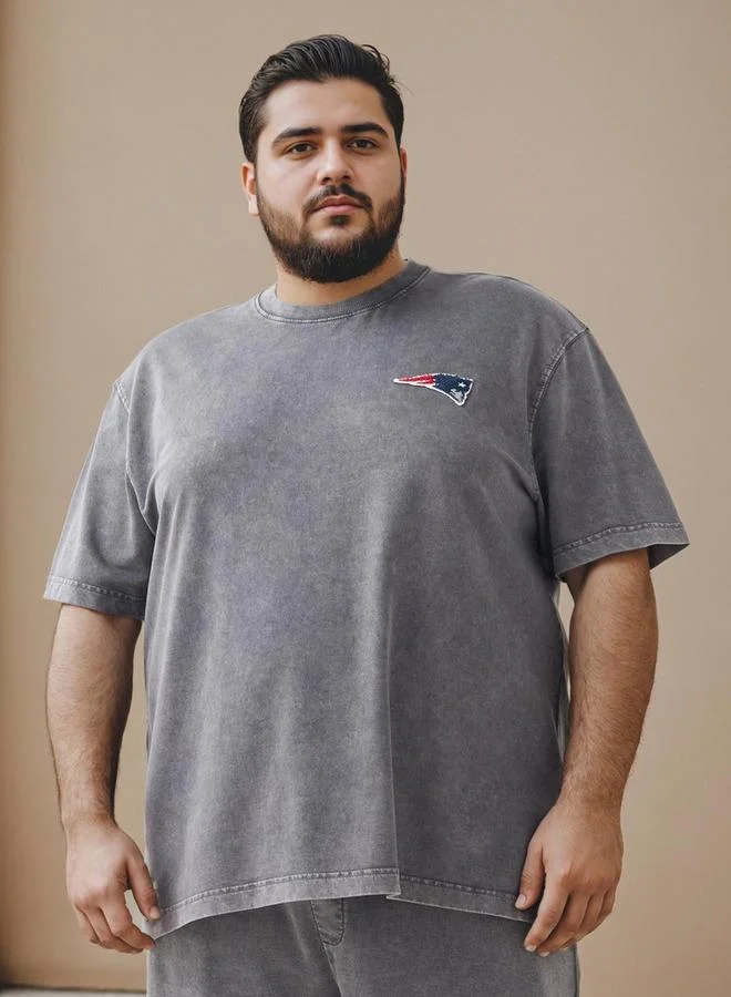 ماكسيم Plus Size The New England Patriots Print T-shirt
