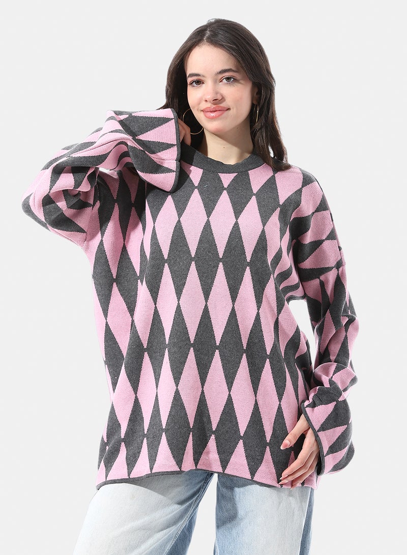 Andora Argyle Relaxed Fit Slip On Pullover - Image 1