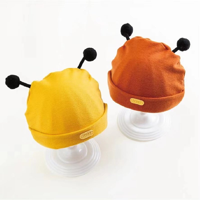 Soft Cotton Newborn Baby Unisex Caps Beige White  - Image 3