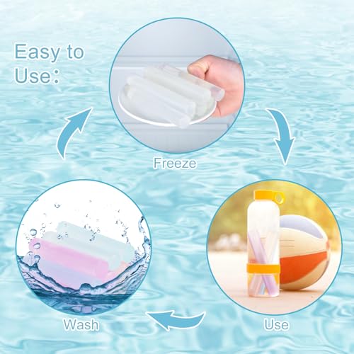 VOGVOG 24 Pack Reusable Ice Cubes for Drinks, Quick Freeze Water Bottle Reusable Ice Stick BPA Free, Washable Plastic Clear Ice Cubes for Whiskey, Wine, Coffee(Color-changing-24pcs) - Image 2