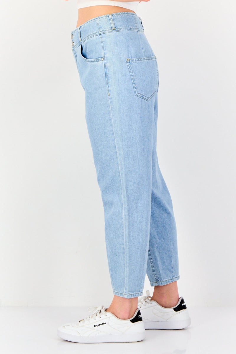 VERO MODA جينز نسائي بقصة جزرية مغسول غير قابل للتمدد، أزرق فاتح - Image 2