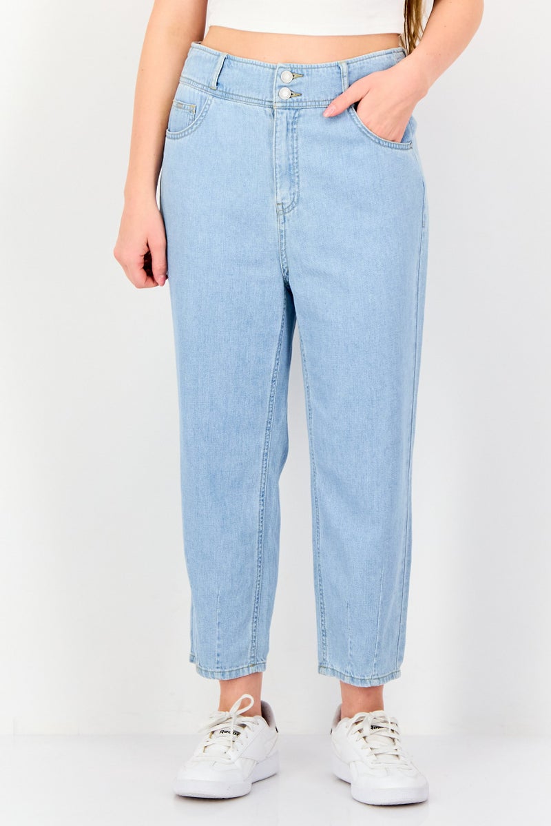 VERO MODA جينز نسائي بقصة جزرية مغسول غير قابل للتمدد، أزرق فاتح - Image 1