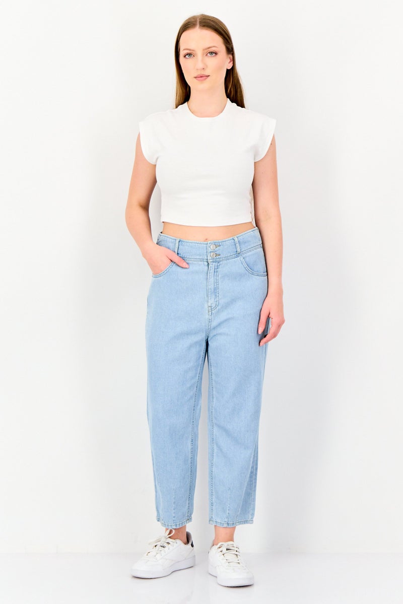 VERO MODA جينز نسائي بقصة جزرية مغسول غير قابل للتمدد، أزرق فاتح - Image 4