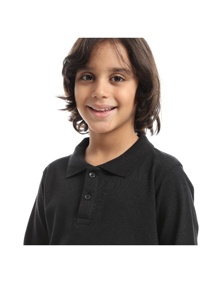 سيزار تيشرت بولو اولادي بياقة واكمام طويلة - Image 4