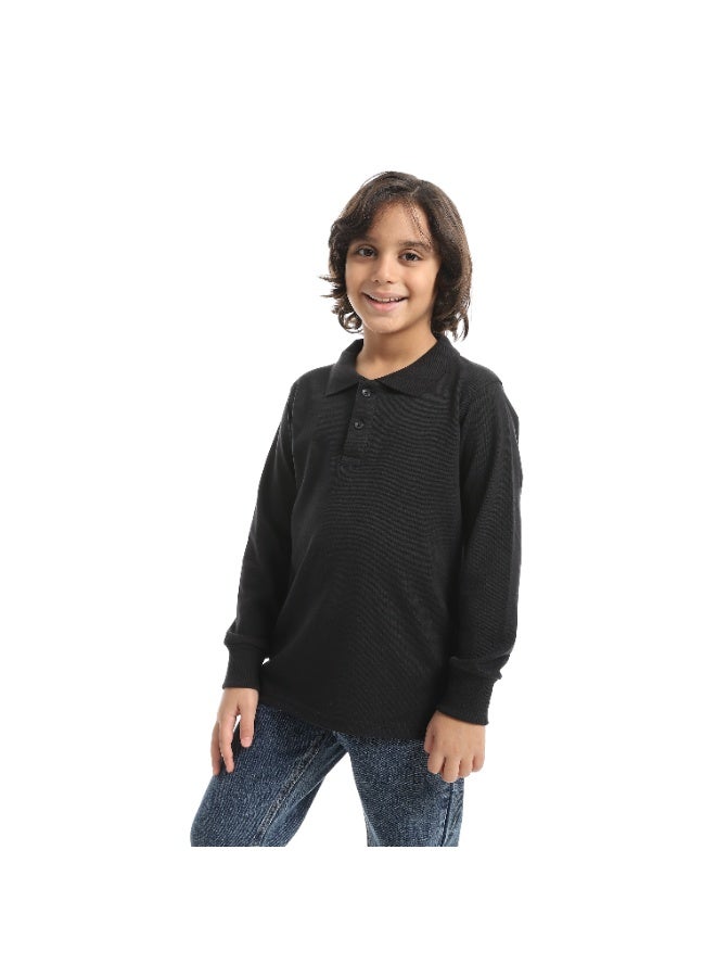 سيزار تيشرت بولو اولادي بياقة واكمام طويلة - Image 1