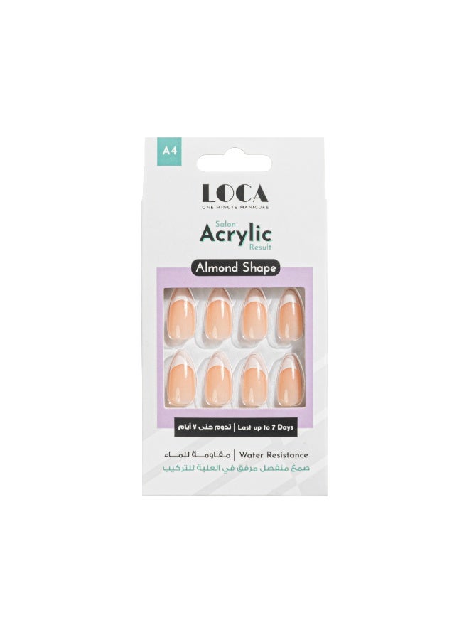 loca Acrylic Nails A4-Almond Shape natural french - Image 1