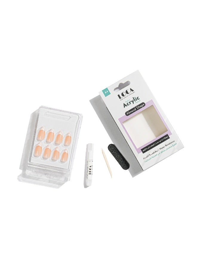 loca Acrylic Nails A4-Almond Shape natural french - Image 3