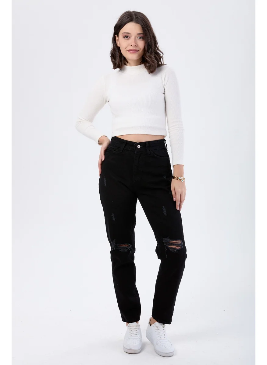 Tofisa 23813-BLACK Mam Jeans Laser Cutting