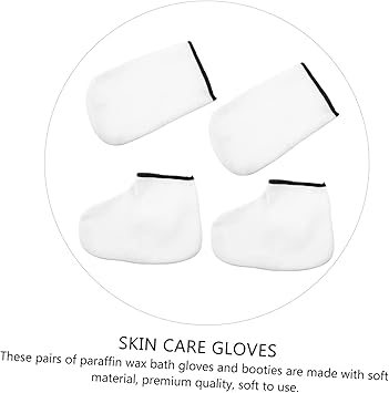 Healeved 2 Pairs Paraffin Wax Mitt Paraffin Bath Bags for Hand Moisturizing Gloves and Socks Hand and Foot Mask Parrafin Wax for Hands Hand Spa Gloves Thermal Mitten Knitted Fabric White - Image 4
