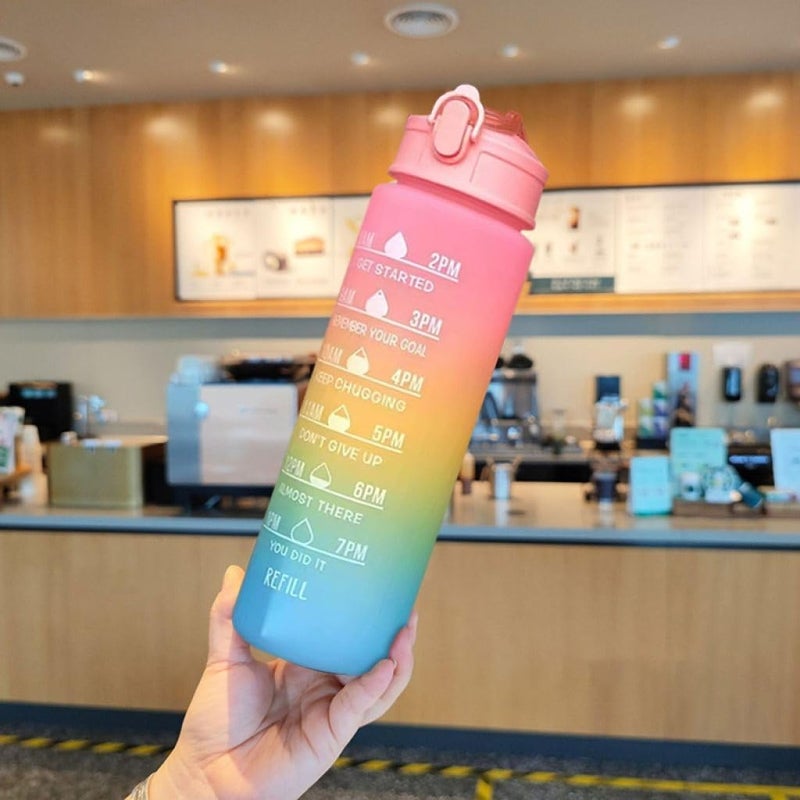 ASTEROID Unbreakable Silicone Water Bottle Motivational Water Gallon with Time Marker Large Capacity 2000ML 900ML 300ML Leakproof BPA Free Fitness Sports Water Bottle Multicolor 3 Pcs - Image 4