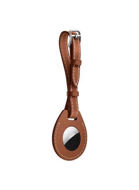 For Apple AirTag Protective Cover Anti-lost Device Locator Tracker Leather Official Luggage Tag Protective Cover-Color:Brown-Applicable Model:airtag