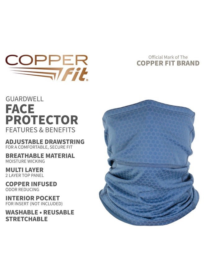 Copper Fit Unisex's Guardwell Face Cover and Neck Gaiter, Washable, Blue, Adult - Image 2