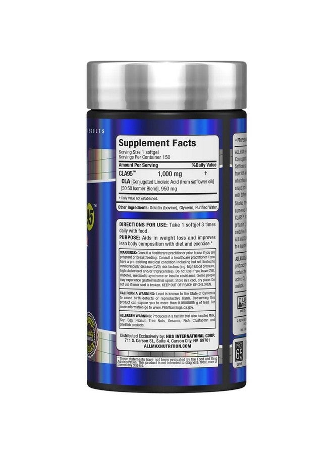 AllMax Nutrition ALLMAX للتغذية CLA95، 1,000 ملغ، 150 كبسولة لينة - Image 3