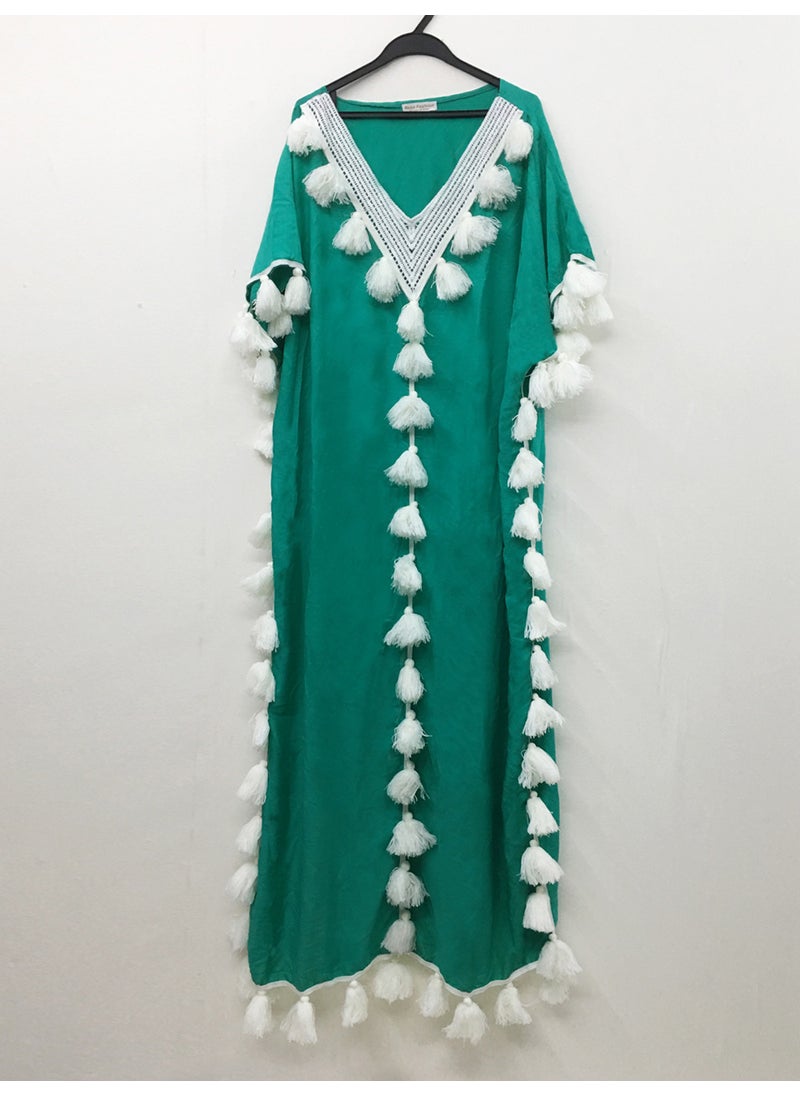 Generic - Boho Chic Plus Size Kaftan Tassel Gown Black - Image 1
