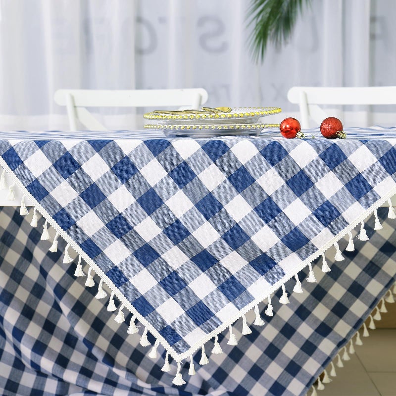 Midsummer Breeze Buffalo plaid tablecloth gingham table cloth for عيد الشكر عيد الميلاد مطبخ مطعم عطلة داخلية في الهواء الطلق؟ مستطيل/مستطيل 55 × 102 البحرية الأزرق - Image 4