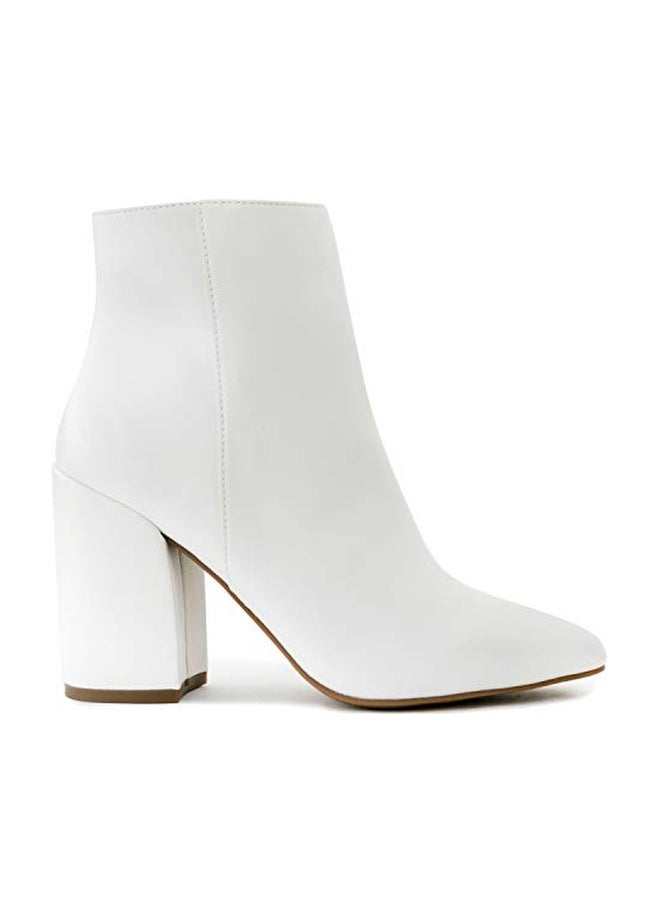 Sugar Women's Winter Chelsea Booties - Chunky High Heel, Pointed Toe, Fashion Ankle Boots-Evvie-White Size-9 - Image 1