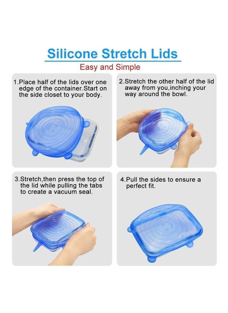 Cool Baby - Silicone Stretch Lids 6-Pack of Various Sizes Durable and Expandable to Fit Various Size and Shape of Containers Keeping Food Fresh - Image 1