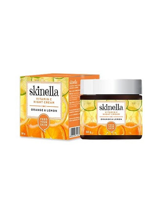 skinella - Vitamin C Night Cream Orange Lemon Normal Oily Acneprone Combination Skin ; Overnight Repair ; 100% Vegan ; Paraben Free ; 50Gm - Image 1