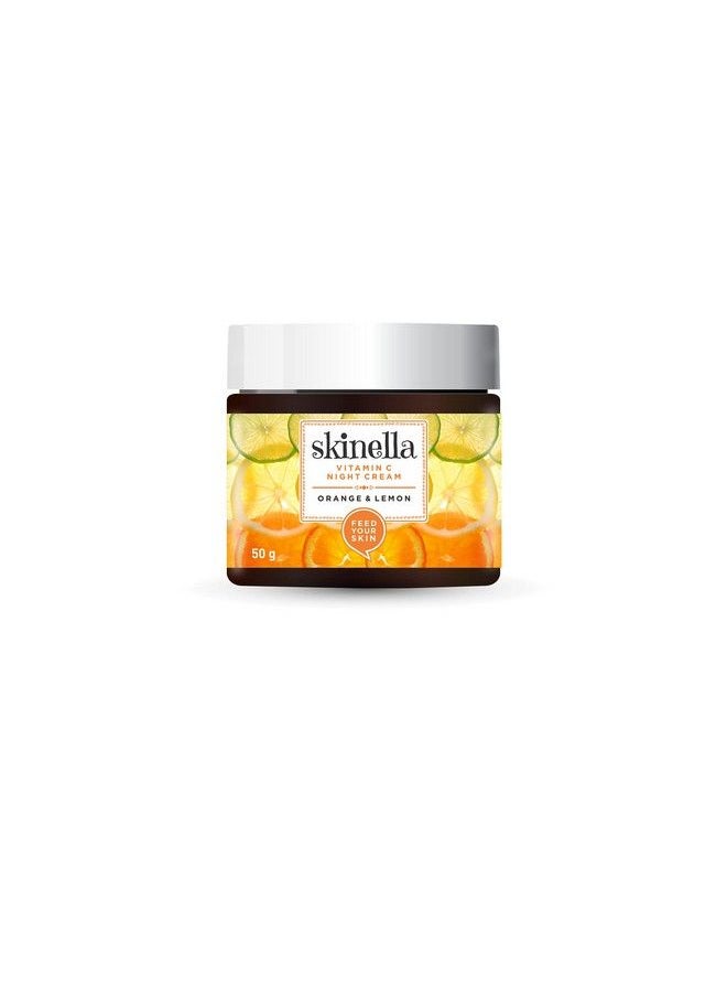 skinella - Vitamin C Night Cream Orange Lemon Normal Oily Acneprone Combination Skin ; Overnight Repair ; 100% Vegan ; Paraben Free ; 50Gm - Image 1