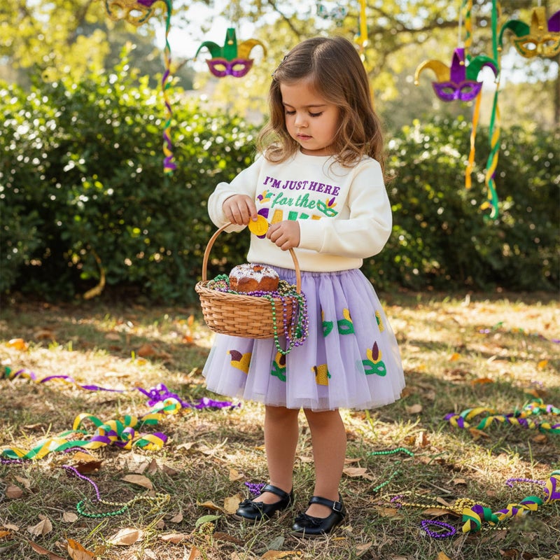 Ayalinggo Toddler Girl MardiGras Outfit Long Sleeve Sweatshirt Ruffle Layered Tulle Tutu Dresses Skirt Kids Carnival Clothes (Khaki, 1-2T) - Image 2
