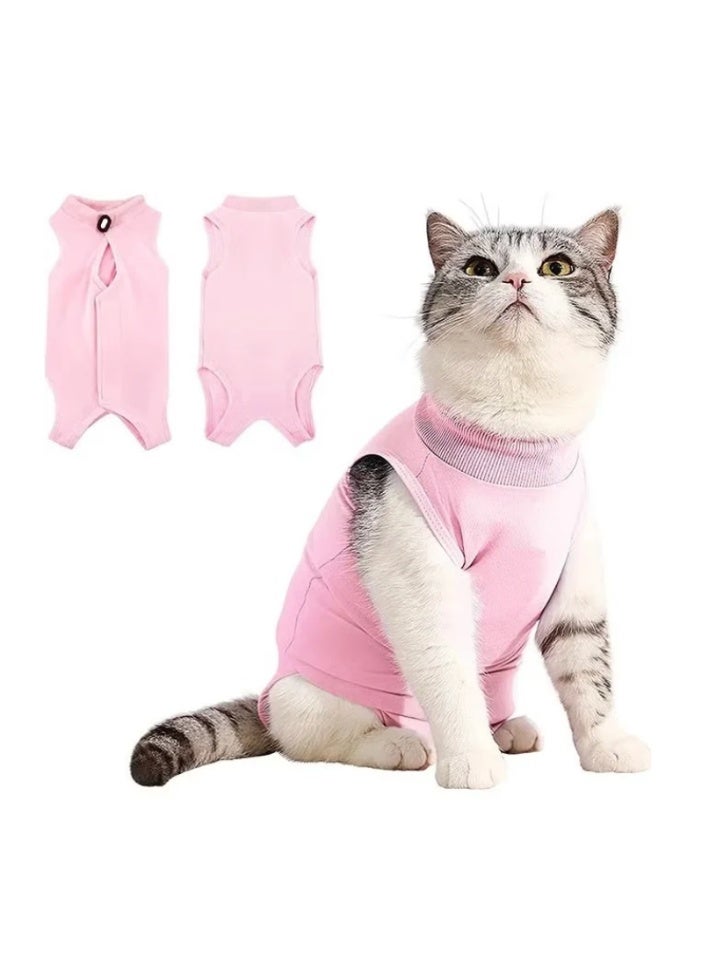 زي استرخاء جراحة القطط لصغير القط بعد الجراحة تنورة مريحة للقطط الإناث لعملية الخصية لجروح البطن والأمراض الجلدية بدلة بديل لخاتم الكتروني (وردي، M) - Image 1