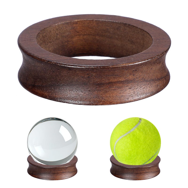 JUXYES Wooden Sphere Holder Display Stand, 3 Pack Small Wood Crystal Ball Stand, Simple Round Display Easel Stands for Crystal Balls, Baseball, Tennis Ball, Stones, Gemstones, Collections, 45mm - Image 1
