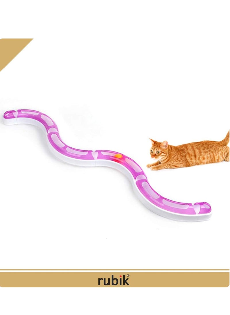 Rubik Cat Pet Track and Ball Interactive Amusement Plate Training Toys Ball Play Disk Play Game (Track Ball, Pink)  - Image 3