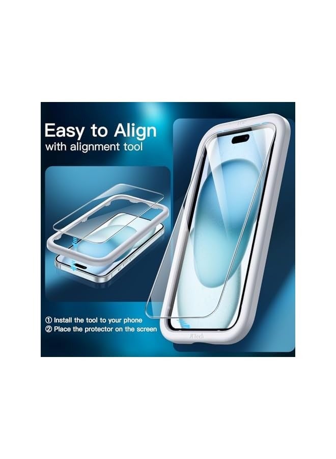 JETech Screen Protector for iPhone 15 Plus 6.7-Inch, Tempered Glass Film with Easy Installation Tool, Case-Friendly, HD Clear, 3-Pack - Image 5