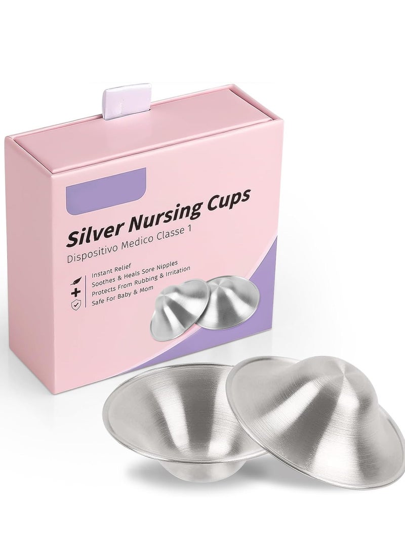قام أكواب رضاعة فضة 925 بتصميم مثقوب وقابل للتنفس، غطاء حلمة فضة 920 لأساسيات الرضاعة الطبيعية، درع حلمة فضي للرضع، دروع حلمة معدنية، حجم عادي. - Image 1