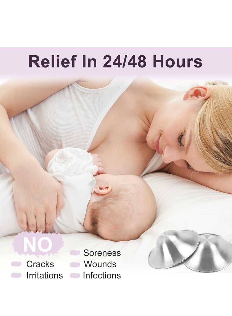 قام أكواب رضاعة فضة 925 بتصميم مثقوب وقابل للتنفس، غطاء حلمة فضة 920 لأساسيات الرضاعة الطبيعية، درع حلمة فضي للرضع، دروع حلمة معدنية، حجم عادي. - Image 2