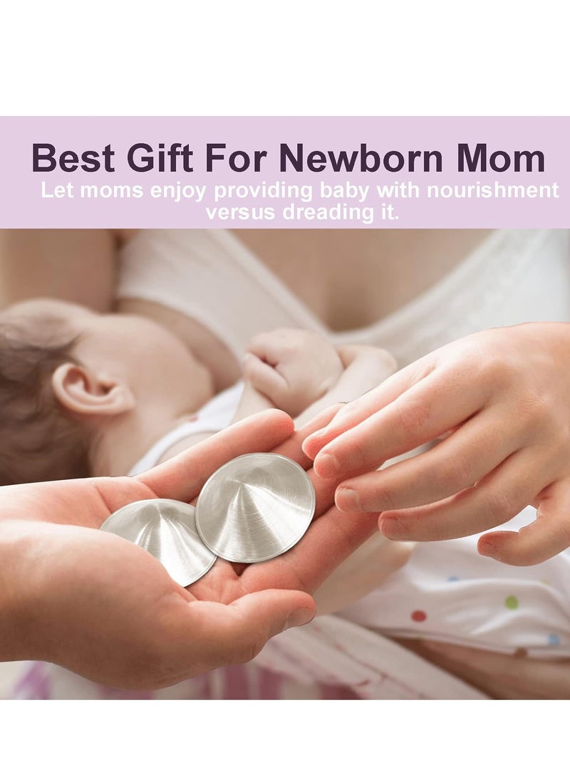 قام أكواب رضاعة فضة 925 بتصميم مثقوب وقابل للتنفس، غطاء حلمة فضة 920 لأساسيات الرضاعة الطبيعية، درع حلمة فضي للرضع، دروع حلمة معدنية، حجم عادي. - Image 3