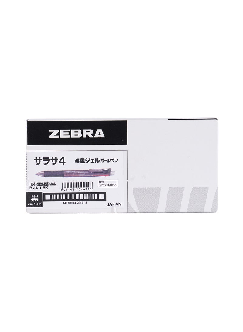 ZEBRA Clip-On Multi Pen 4in1 ( 0.5 mm) , 4 Colors , Soft Comfort Grip for Smooth Writing , Pack of 10 Pens - Black - Image 1