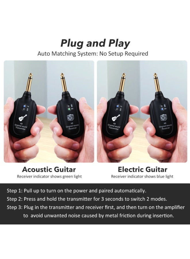 النظام اللاسلكي للجيتار A8 – جهاز إرسال واستقبال – درجة احترافية، تأخير منخفض - Image 2