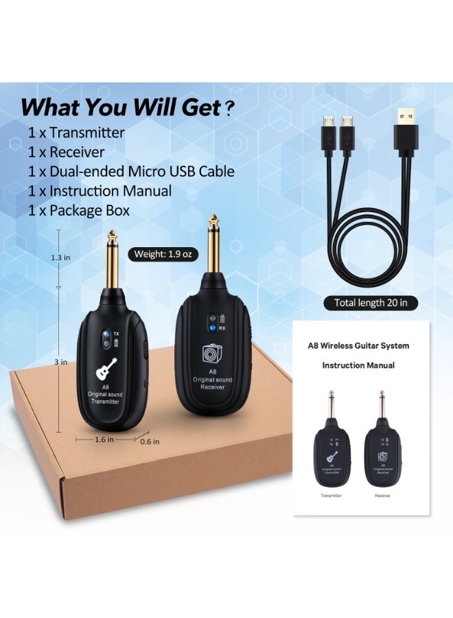 النظام اللاسلكي للجيتار A8 – جهاز إرسال واستقبال – درجة احترافية، تأخير منخفض - Image 4