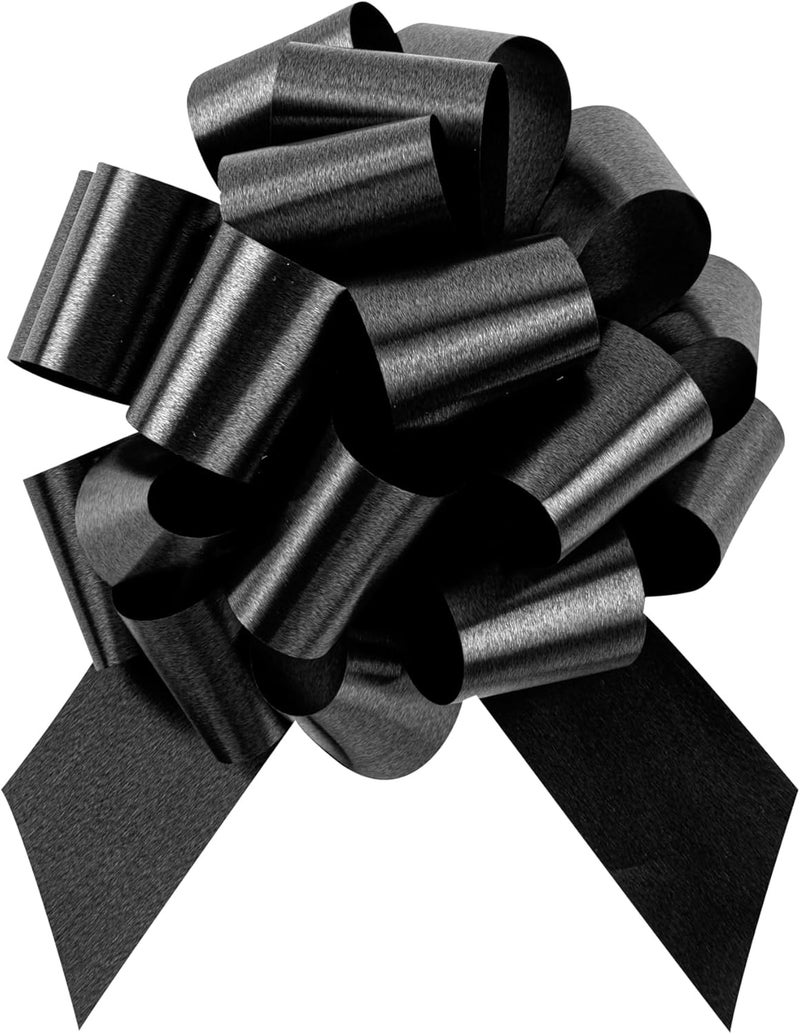 Restaurantware Gift Tek 55 Inch Ribbon Pull Bows 10 Satin Pull Bows  20 Loops Instant Pull Design Black Plastic Flower Bows For Gifts Large For Wedding Baskets And Gift Wrapping - Image 1
