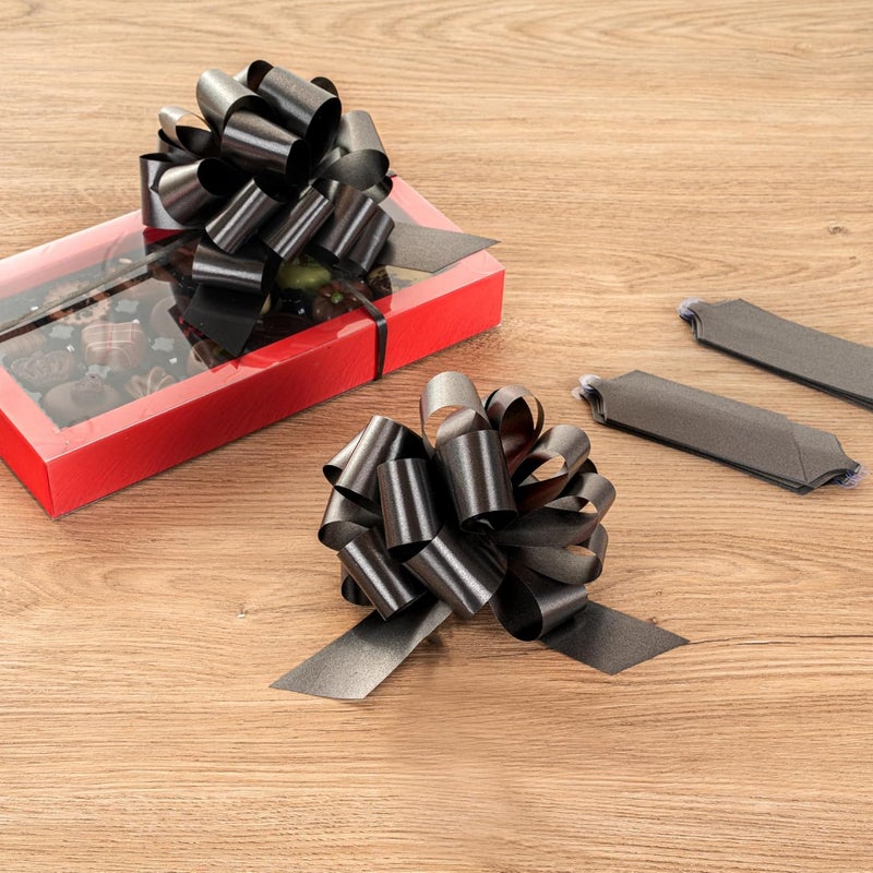 Restaurantware Gift Tek 55 Inch Ribbon Pull Bows 10 Satin Pull Bows  20 Loops Instant Pull Design Black Plastic Flower Bows For Gifts Large For Wedding Baskets And Gift Wrapping - Image 3